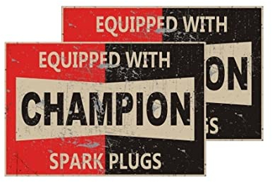 cut-it folientechnik & design 2X Champion Aufkleber 12x8cm Vintage Kult Sticker Oldtimer Oldschool Racing Rennsport Youngtimer Auto Motorrad V8 Retro Hotrod USA