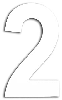 EVI | Weiß lackiertes Edelstahlgehäuse Aufkleber Nummer | n. 2 | 160x95mm | Für Wände, Fassaden, Portale oder Türen | Für außen und innen | Mod. 0660160-2
