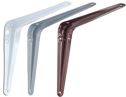 BRESKO Regalwinkel Regalträger Regalhalter Konsole Winkel Wandkonsole Regalhalterung (Grau, 10 Stück - 100x75 mm)