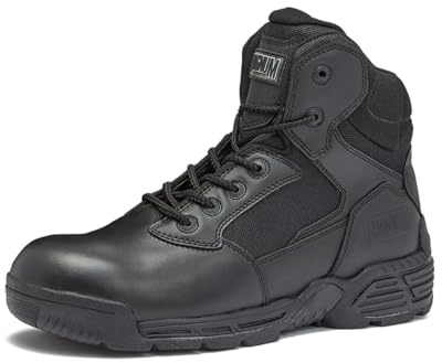 MAGNUM Men's Stealth Force Black Work Boots for Men Waterproof, Security Slip Resistant Lightweight Police Hiking and Tactical Boots Men, 6 Inch Law Enforcement Boots - Black, 9 Medium