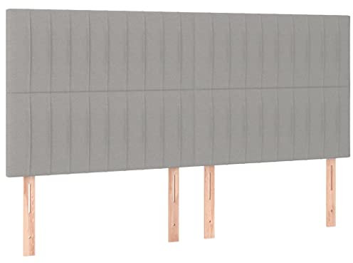 vidaXL Kopfteil 4 STK., Bettkopfteil mit Holzbeinen, Höhenverstellbar Polsterkopfteil für Bett, Betthaupt Bettzubehör Schlafzimmer, Hellgrau 100x5x78/88cm Stoff