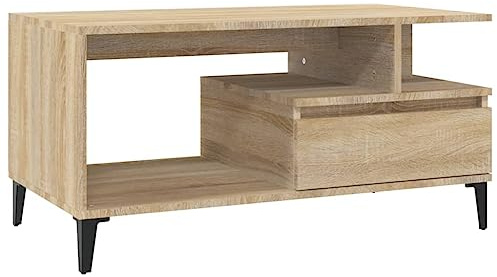 vidaXL Couchtisch Wohnzimmertisch Beistelltisch Sofatisch Teetisch Kaffeetisch Tisch Wohnzimmer Sonoma-Eiche 90x49x45cm Holzwerkstoff