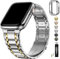 Fullmosa Kompatibel mit Apple Watch Armband 40mm 41mm 38mm SE Series 9 8 7 6 5 4 3 2 1, Edelstahl Apple Watch Ersatzarmbänder für Damen Herren, Metallarmband mit TPU-Schutzhülle, Silber mit Gold
