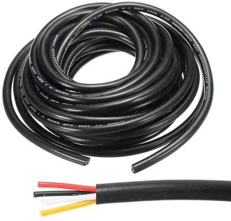 QUARKZMAN 18Awg Électrique Fil 4 Conducteurs Ul2464 Led Alimentation Éclairage Câble Étain Cuivre 9.8Ft Basse Tension Pvc Case Souple Rallonge Cordon Noir pour Led Bandes Lampes Éclairage