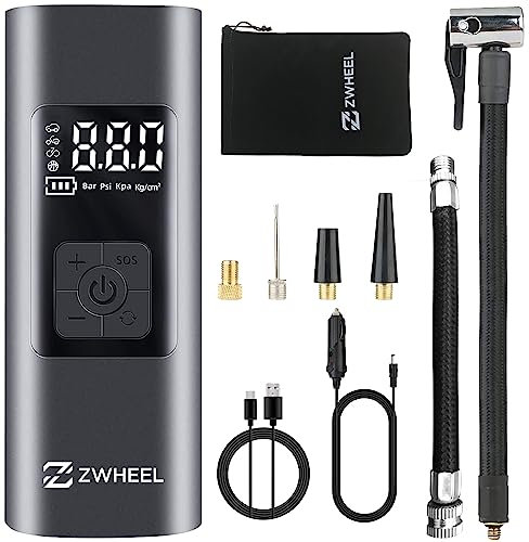 ZWHEEL Compresor Aire Portátil, Bomba Eléctrico Digital con Pantalla LCD, Luz LED