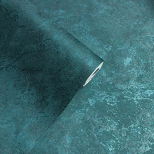 ESCATIC Peacock Dark Green Metallic Marble Wallpaper Roll Industrial Vintage Plain Textured Wall Paper for Living Room-ZS01106,10mx53cm