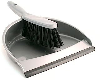 RILOOP Dustpan and Stiff Brush Set Plastic Silver Hand Dust Pan Household Cleaning