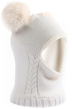 FURTALK Kleinkind Baby SchalMütze warm gefüttert Kinder Strickmütze Pom Pom Wintermütze für Jungen und Mädchen