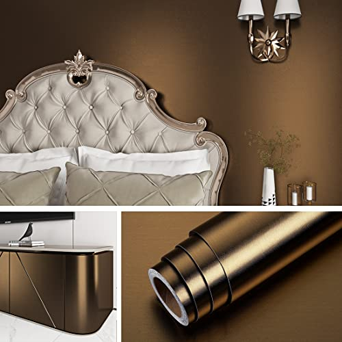 Livelynine Klebefolie Küche Gold Möbelfolie Selbstklebend Gold Küchenfronten Küchenschränke Wasserfest Selbstklebende Tapete Vintage Schlafzimmer Wohnzimmer Selbstklebende Folie Küche 40CMx2M
