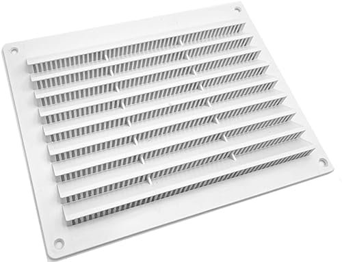 TEKLiNe Griglia Ventilazione Aerazione Plastica 150x200mm Rettangolare Areazione Protezione Insetti Sistema Aria Casa Colore Bianco, Griglia Aerazione 15x20cm