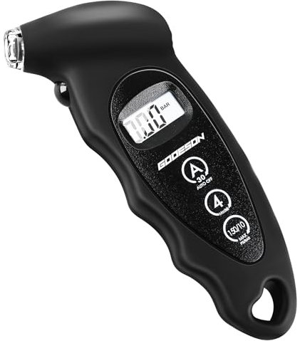 GODESON Digital Tyre Pressure Gauge 150 PSI 10 Bar with 4 Settings, Car Accessory with Backlit LCD, Tyre Gauge Suitable for Cars, Trucks, Bicycles,Motorcycles