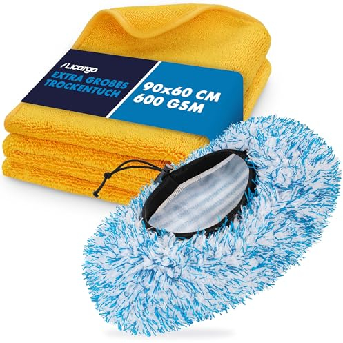 LICARGO® Auto Trockentuch & Brush Cover - XXL - 90x60cm - super saugstark, schonend weich & fusselfrei - extra großes Mikrofasertuch, Tuch zum Trocknen, Handtuch