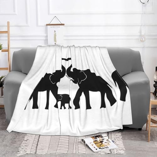JEWOSS Flanelldecke mit Elefanten-Motiv, Anti-Pilling-Flanell-Decke, superweich, superfeine Wolldecke, Bettwäsche