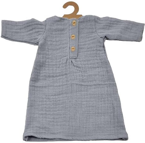 Mealini Nachthemd für Stoffpuppen, blau - tolles Hemdchen für Puppen aus Musselin, niedliche Puppenkleidung