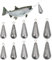 Cozlly Angeln Sinker 14 Stück, Dropshot Blei, Angelni Drop, Herausnehmbare Blei Gewicht Angelni, 5 Größen Bleischrot（25g/30g/40g/50g/60g）für Das Angelni im Freien und Das Angelni am Meer