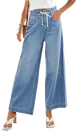 Vetinee Y2K Jeans Jeans High Waist Damen Azurblaue Stimmung Größe X-Large Passt EU Größe 46 bis EU Größe 48