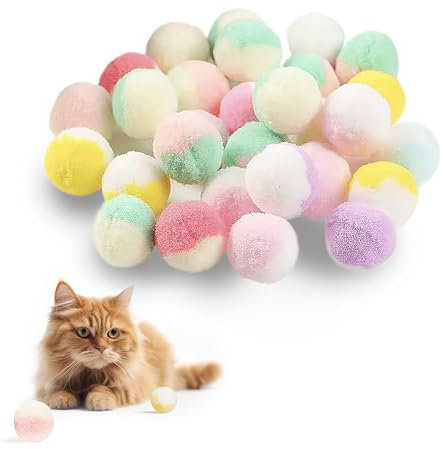 Vebetter Filzbälle für Katzen - 50 Stück Spielzeug Bälle, Katzenbälle aus Filz, Weiche Bälle, Kätzchen Pom Poms, Indoor Spielzeug, Pompon Ball 3 cm
