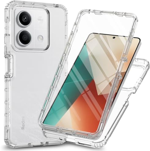 RonRun Hülle für Xiaomi Redmi Note 13 Pro 5G mit Displayschutz, 360° Grad vollschutz Stoßfest Handyhülle Transparent Silikon Bumper Cover für Hülle für Xiaomi Redmi Note 13 Pro 5G - Transparent