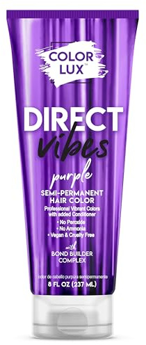 Color Lux Direct Vibes Semi-Permanent Hair Color, Purple, Vibrant & Long-Lasting Shade, Ammonia-Free, Vegan, Sulfate-Free, Paraben-Free, 8 fl oz