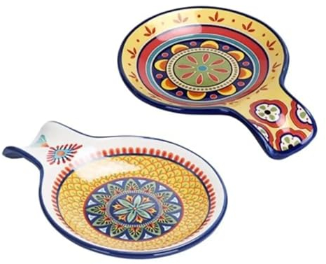 JMORCO Porta Mestolo e Coperchio 2 Pezzi poggia Cucchiaio 7,5 x 5,5 Pollici Piatti for Snack a Forma di Cucchiaio in Ceramica Lavabili in lavastoviglie Porta Cucchiaio da Cucina (Size : C)