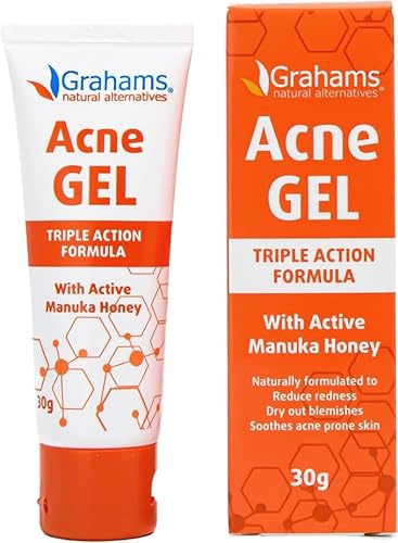 Grahams Natural Acne Gel – Klärendes Gel bei unreiner & zu Akne neigender Haut – Für Gesicht, Rücken & Körper – Mit Zaubernuss, Manuka-Honig & Aloe Vera – Gegen Pickel, Glanz & Hautunreinheiten (30 g)