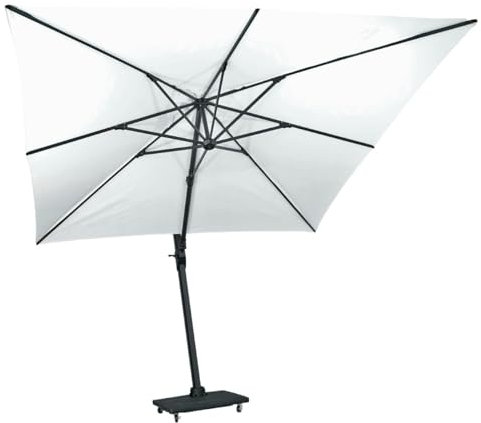 Gecko Jardin Parasol déporté aluminium noir toile écrue 3x3 m Poseidon