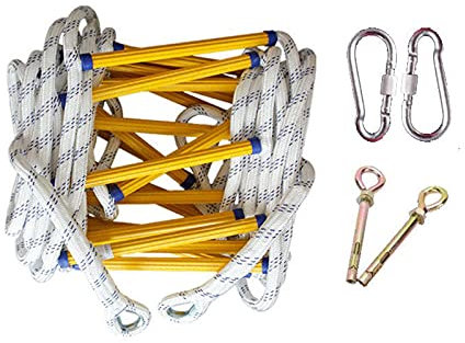 Strickleiter, Sicherheitsleiter, Notausstiegsleiter, Brandschutz-Strickleiter mit 2 Haken, weich, kompakt, Tragkraft bis zu 420 kg/18 m