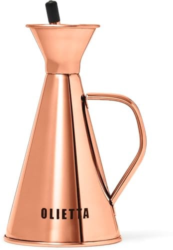 Olietta Oliera da Tavola Salvagoccia Rame in Acciaio Inossidabile per Olio e Aceto – Oliera Bottiglia da 250ml – 0,25 litri – Perfetto Dosatore per Olio e Aceto – Facile da Pulire e a Prova di Perdite