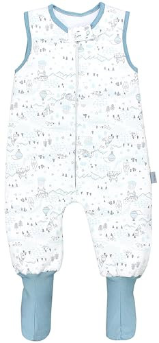TupTam Baby Winter Schlafsack mit Beinen und Füßen OEKO- TEX zertifizierte Materialien, 2.5 TOG, Unisex, Farbe: Berge Schloss Bär Mintgrün, Größe: 80-86