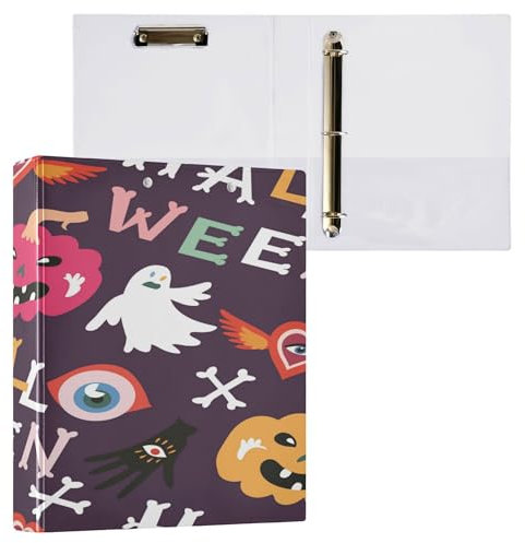 3-Ringe Binder 1 und 1 1 Zoll Ordner mit Innentaschen, 1/2 Stück, Schulhefter 200 Blatt Happy Halloween
