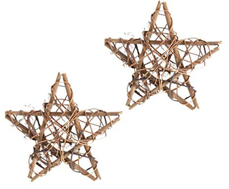 DIYEAH 2stücke Rattan Weave Garland Fünfzackiger Stern Weihnachtsschmuck Handgefertigte Hängende Dekoration Für Festliche Anlässe Lichtbraun