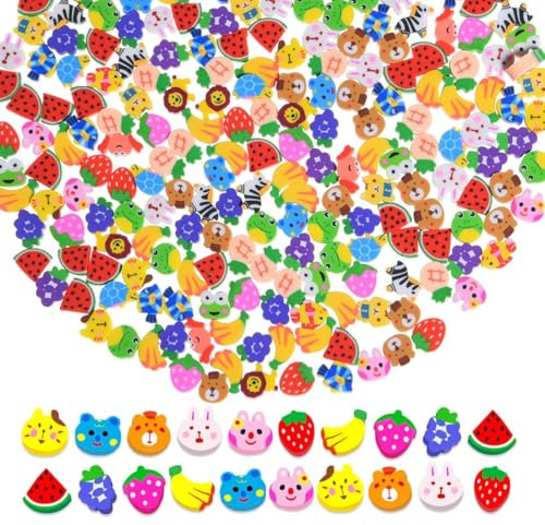 KEQAR 200 Pcs Radiergummi Tiere Set, Neuheit Radiergummis, für Party Favors, Tiere Radiergummis für Kinder, Bleistift Radierer Geschenke, Klasse Belohnungen für Studenten