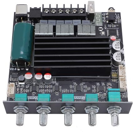 Bluetooth 5.1 Verstärkerplatine, ZK-ST21 CHIP TPA3221 2.1 Kanal 100WX2+200W DC12V 30V Audio Leistungsverstärkermodul mit Treble und Basssteuerung für Subwooferlautsprecher