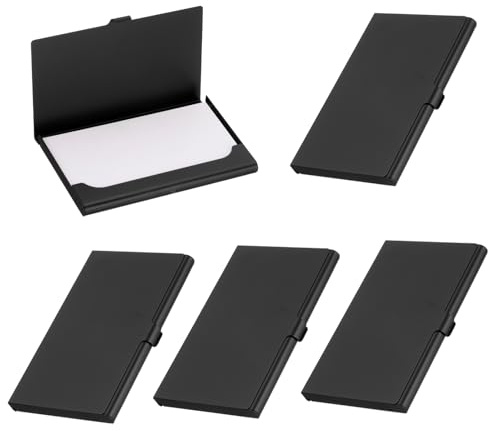 PATIKIL Etui Metal Aluminium Professionnel Porte-Cartes Pour Cartes De | 5Pcs, Noir, Porte-Cartes De Visite, Credit