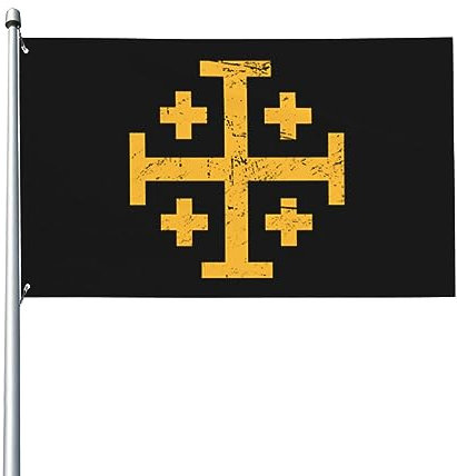 Robust Yard Flag Gelbes Jerusalem gekreuzt Lebendige Farben Indoor Flagge 90 cm x 150 cm für Garten,Startseite,Hausdekoration
