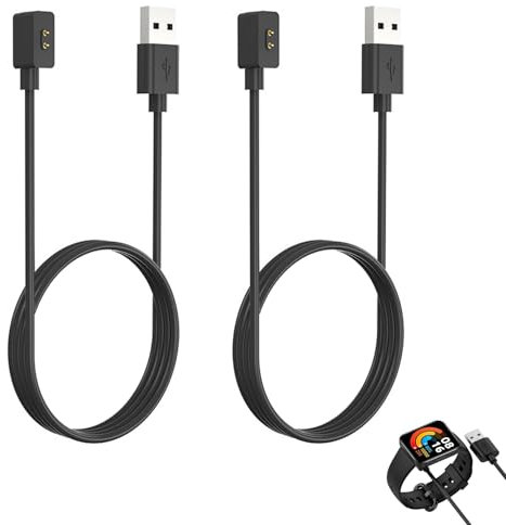 2 Pezzi Caricatore per Xiaomi Redmi Watch 5/4/5 Active/3 Active/5 Lite/3 Lite, Smartwatch Caricabatteria per Mi Band 9/9 Pro/8/8 Pro/Active/Redmi Band 2/3, Cavo Ricarica, Carica Batteria per Xiaomi