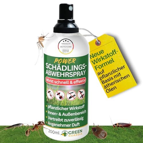 GREEN GUARDIA Schädlings Abwehrspray – Sprühfertiges Konzentrat mit pflanzlichen Ölen | 200 ml für Innen & Außen | hilft bei alle Arten von Schädlingen