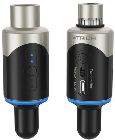 STRICH M5 UHF Wireless XLR Mikrofon-System, 4-Kanal-Sender & Empfänger für Dynamikmikrofon, 61m Reichweite, ＜1ms Latenz, kompatibel mit Audiomixer/PA-Lautsprecher