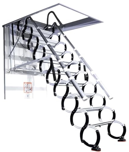 WLH Alexanders Elektrische Dachbodenleiter aus Kohlenstoffstahl mit Fernbedienung, Dachbodentreppe, Teleskopleiter, Deckenklappleiter, herunterziehbare Dachbodenleiter(70x110cm)