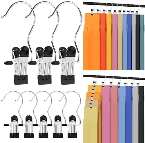 20 PCS Perchas para Pantalones Portátiles | Pinzas con Gancho de 4.5 cm | Versátiles para Botas, Sombreros, Leggings y Faldas | Organizador de Armario Que Ahorra Espacio (Negro)