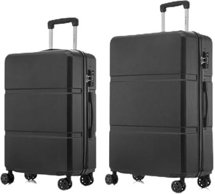 YONSLY Premium Reisekoffer TSA-Schloss,YKK-Reißverschluss Hartschalen-Koffer Trolley Kabinenkoffer Rollkoffer Suitcase Handgepäck 4 Rollen (Schwarz, L-XL-Set)
