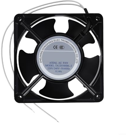 Opatiny Ventilateur axial haute température avec pales métalliques pour cheminée cassette insert silencieux 120 x 120 x 38 mm Noir
