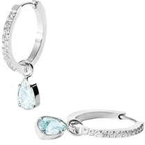 Purelei Felice Bluemarine Ohrringe | Creolen mit weißen Zirkonias & Aquamarin-Anhänger | Edelstahl 14K vergoldet | Eleganter Farbakzent mit maritimer Leichtigkeit