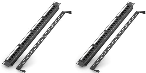 Deechate 2X Panneau de Brassage CAT6 UTP RJ45 24 Ports 19 Pouces, Cadre de Câble 1U, Plaque Frontale, en Rack 50U Plaqué Or,