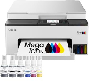 Canon MAXIFY GX1051 Tintenstrahldrucker 3-in-1 Multifunktionsdrucker MegaTank (Drucker, Scanner, Kopierer, WLAN, Cloud, Duplexdruck, 250 Blatt Kassette, Tintentank) Enthält 6 x Tintenflaschen