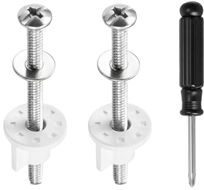 Fixation Abattant WC, Kit Fixation WC, Vis Fixation Cuvette WC - boulon long 80 mm en acier inoxydable avec tournevis 4 mm pour fixation siège WC 14–18 mm