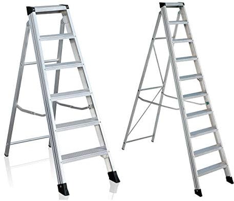 Class 1 Industrial Swing Back Step Ladder 3 Tread - Aluminum - Non-Slip Treads - Step Ladders