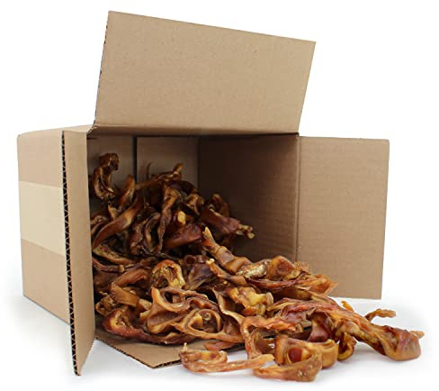 Best Pet Supplies GigaBite Roasted Pig Ears for Dogs - Natural Dog Chews, Roasted Pigs Ears, Safe for Puppies and Aggressive Chewers, Cleans Teeth and Gums - Slivers, 1.8 Pounds