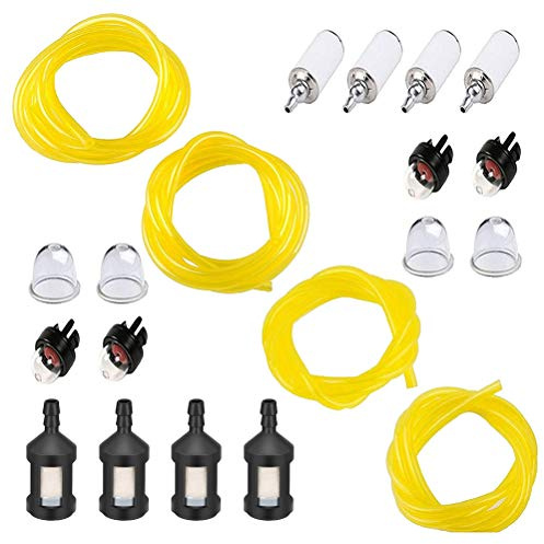 QIUYE 20 Feet Fuel Lines Hose (4 Sizes) Fuel Filter Primer Bulb, Replacement Set Chainsaw String Trimmer Leaf Blower Lawnmower Common 2 Cycle Small Engine (Fuel Line1)