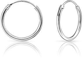 DTPsilver® 925 Sterling Silber Creolen Ohrringe - Klein/Mittelgroße/Groß - Dicke 1.2 mm - Durchmesser: 16 mm